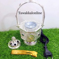 Bakhoor Burner - Bakhoor Electric Burner - Bakhoor Coal Burner - 2 in 1 Burner - Basket Shape Burner - rn022s Silver 