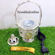 Bakhoor Burner - Bakhoor Electric Burner - Bakhoor Coal Burner - 2 in 1 Burner - Basket Shape Burner - rn022s Silver 