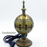Title: Premium Metallic Electric Bakhoor Burner / Incense Burner (Antique Gold)
