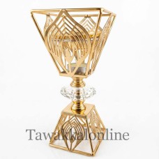 Luxury Gold Oud Bakhoor Burner – Crystal Studded Metallic Charcoal Incense Holder with Perforated Charcoal Tray - Non Electric Burner