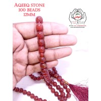 Aqeeq Stone-100 Beads Tasbih 12mm -Zikr-Tasbeeh-Aqeeq Stones